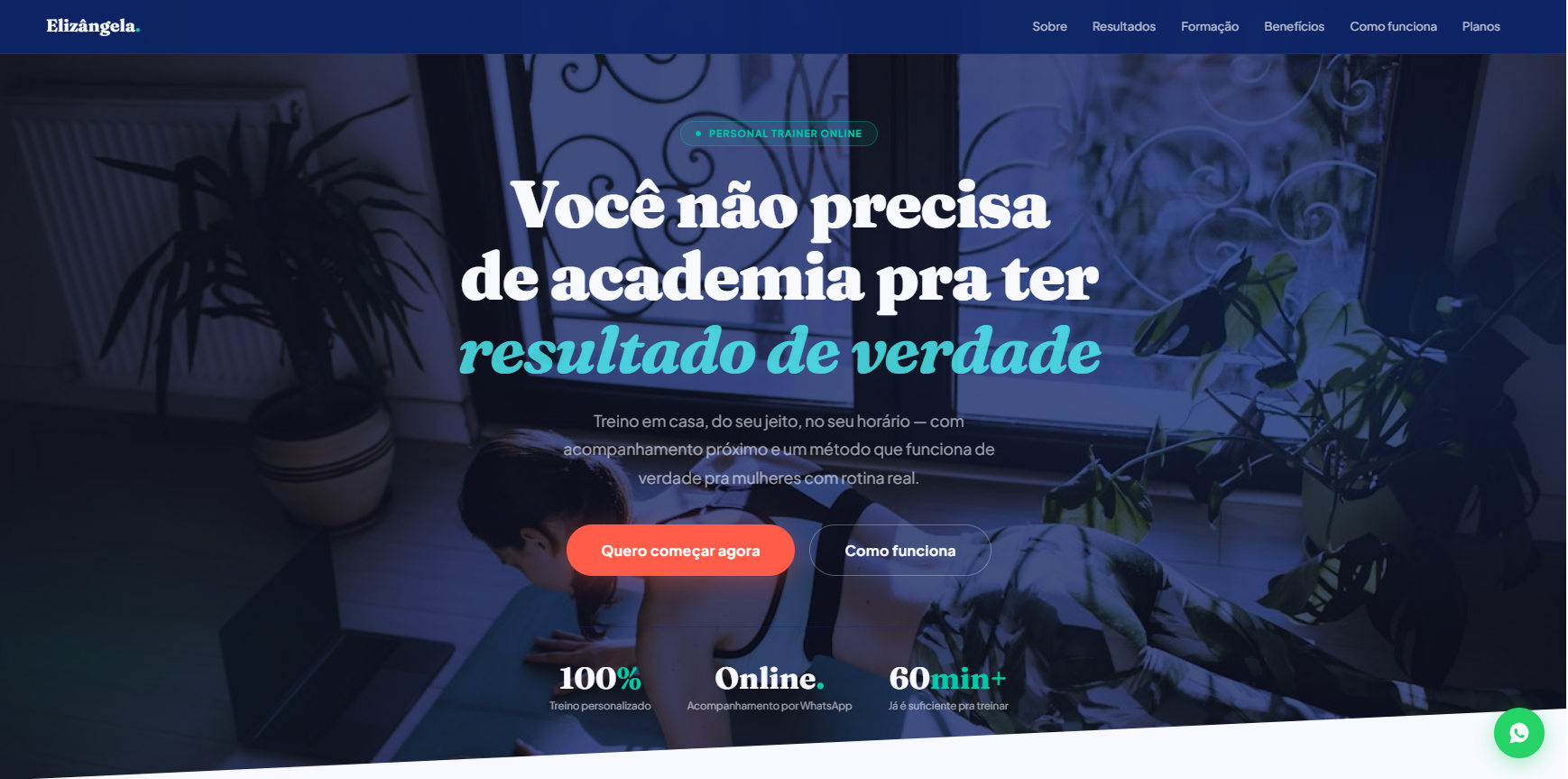 Landing page desenvolvida para a personal trainer Elizângela