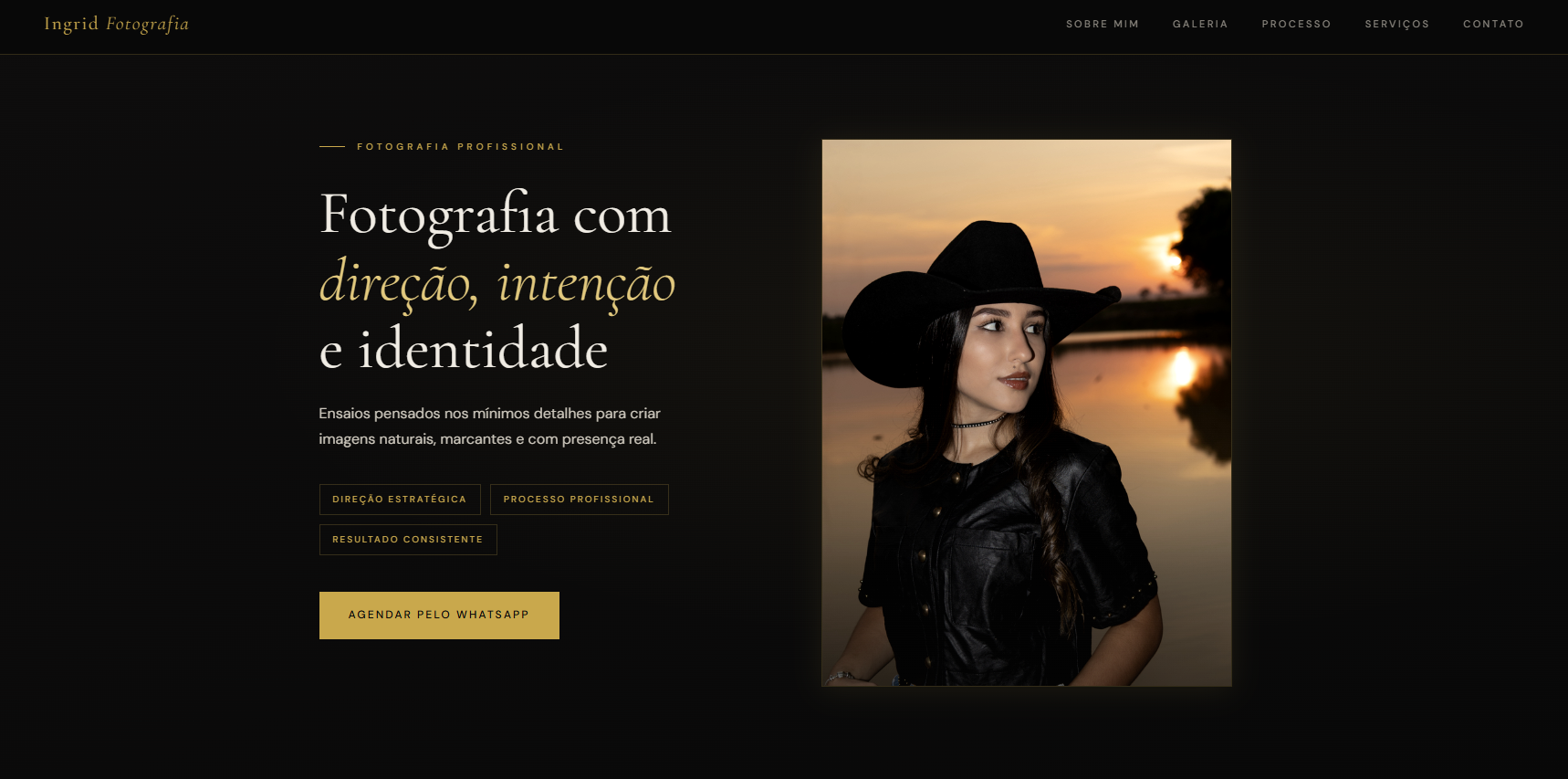 Landing page desenvolvida para a fotógrafa Ingrid